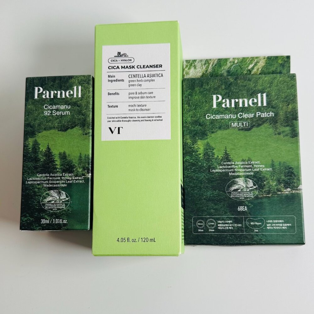 New - VT Cica cleanser + Parnell Cica serum + Parnell patches